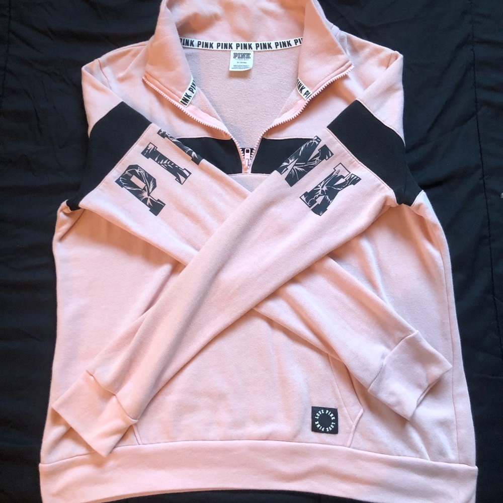 PINK crew neck half zip crew neck sweatshirt- medium